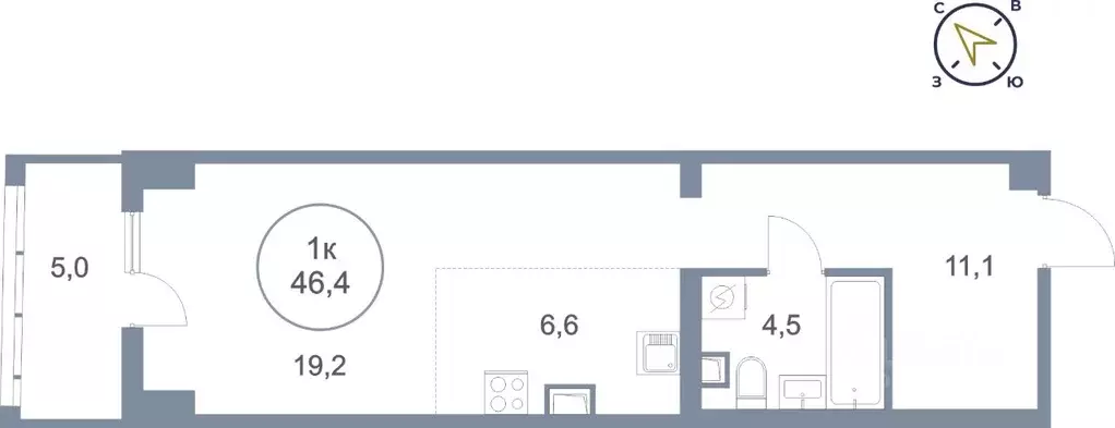 1-к кв. Ханты-Мансийский АО, Сургут тракт Югорский, 43 (46.4 м) - Фото 0