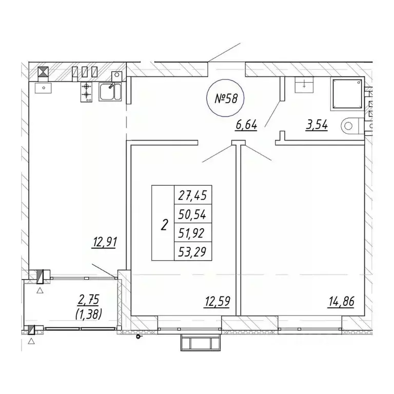 2-к кв. Калининградская область, Зеленоградск  (53.29 м) - Фото 1