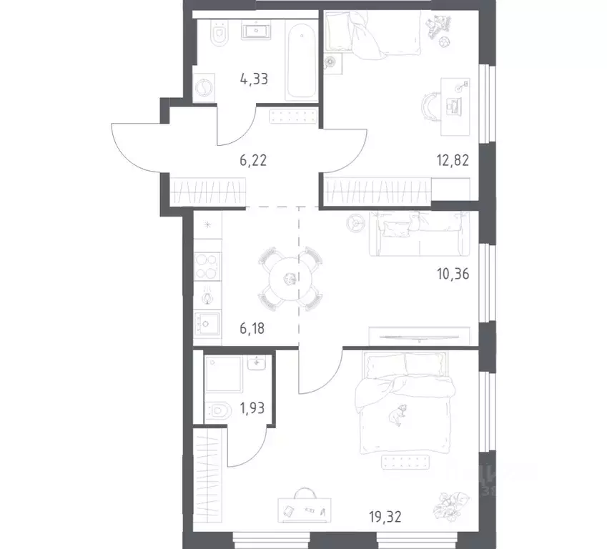 2-к кв. Башкортостан, Уфа ул. Минигали Губайдуллина, 8к9 (61.16 м) - Фото 0