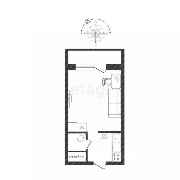 1-к кв. Иркутская область, Иркутск Пограничный пер., 1Е (24.0 м) - Фото 2