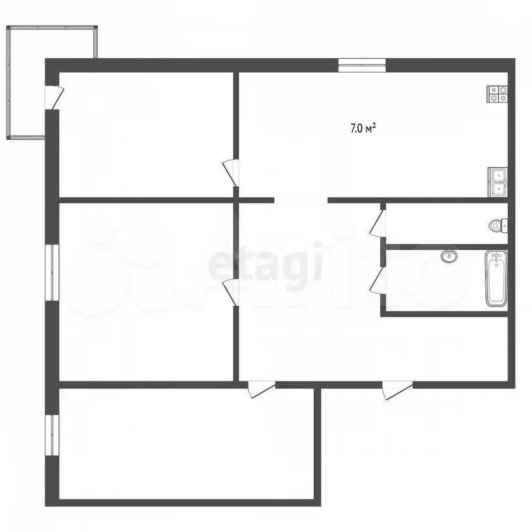 3-к. квартира, 62,7 м, 4/4 эт. - Фото 1
