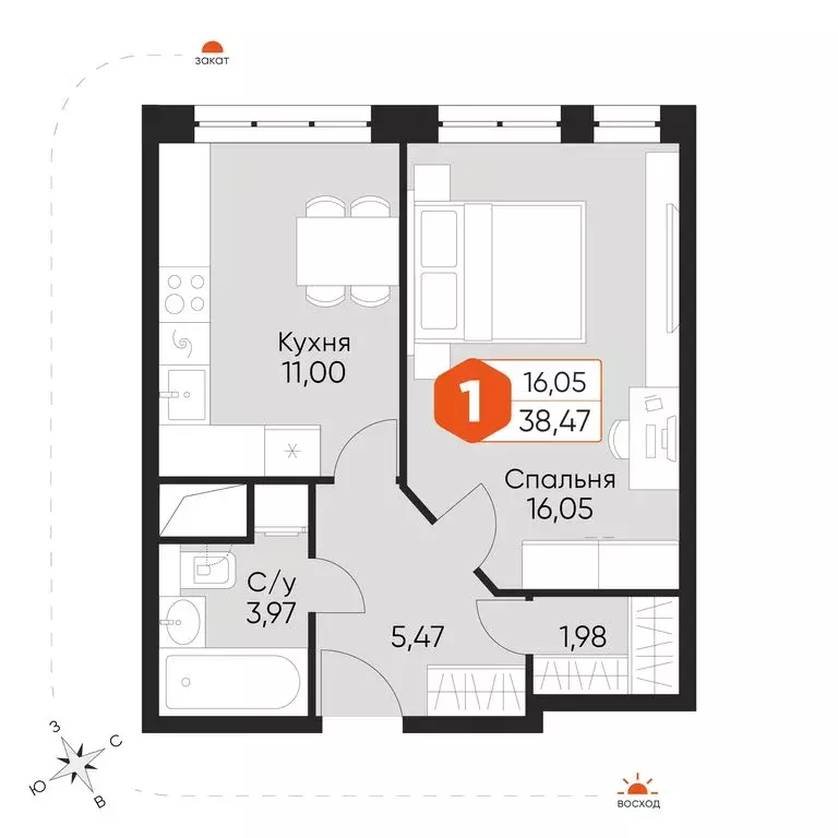 1-комнатная квартира: посёлок городского типа Некрасовский, Заводская ... - Фото 2