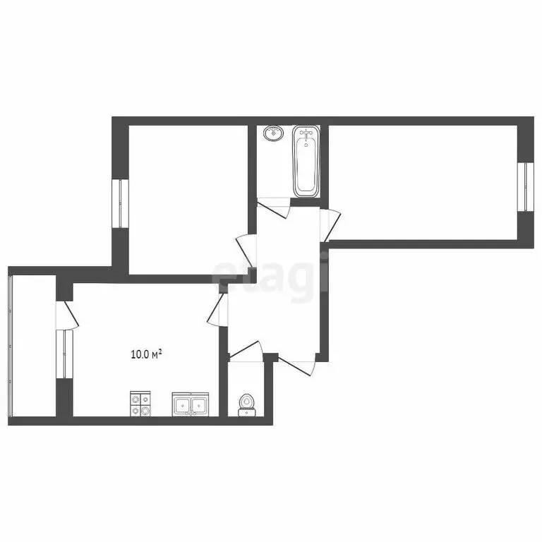 2-комнатная квартира: Тобольск, 7-й микрорайон, 49А (52 м) - Фото 1