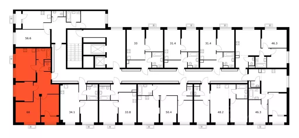 3-к кв. Амурская область, Благовещенск ул. 50 лет Октября, 265 (68.0 ... - Фото 2