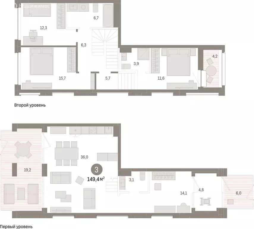 3-комнатная квартира: Тюмень, ЖК Дом у Озера (149.43 м) - Фото 1