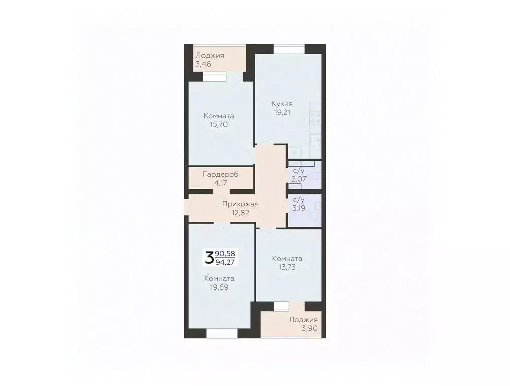3-к кв. Орловская область, Орел ул. Панчука, 83Б (94.27 м) - Фото 0