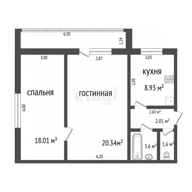 2-к кв. Ульяновская область, Ульяновск ул. Аблукова, 17 (49.5 м) - Фото 1