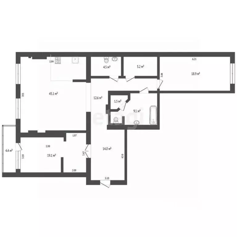 2-к кв. Тюменская область, Тюмень Холодильная ул., 138 (126.4 м) - Фото 2