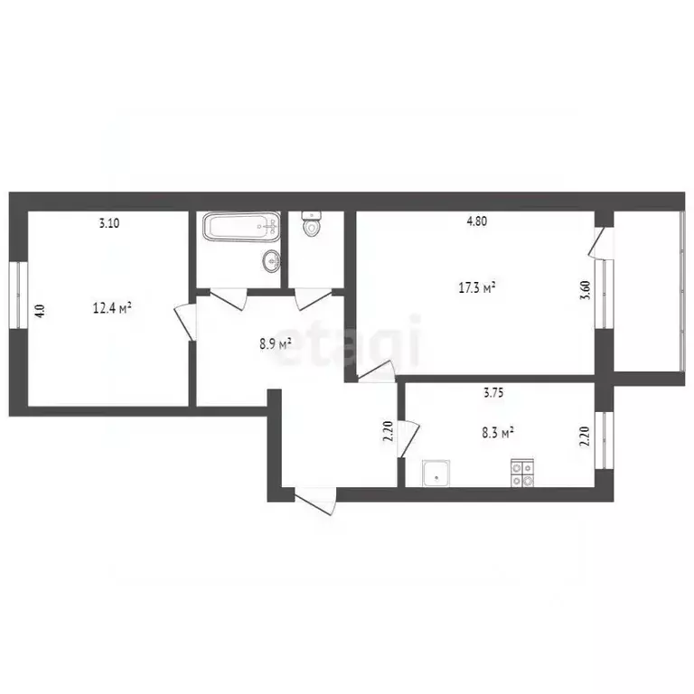 2-к кв. Челябинская область, Троицк 5-й мкр, 5 (51.3 м) - Фото 2