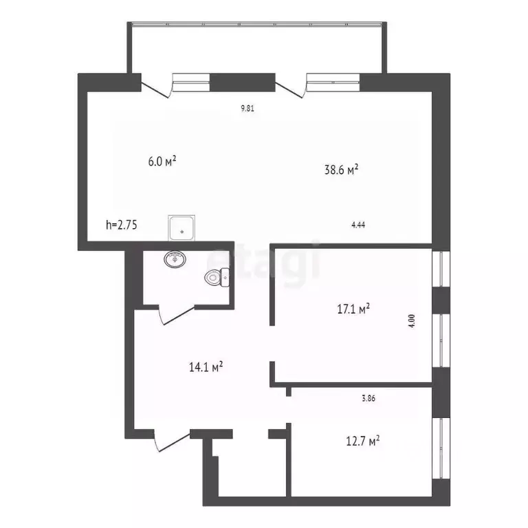 3-к кв. Красноярский край, Красноярск ул. Авиаторов, 3 (95.7 м) - Фото 2