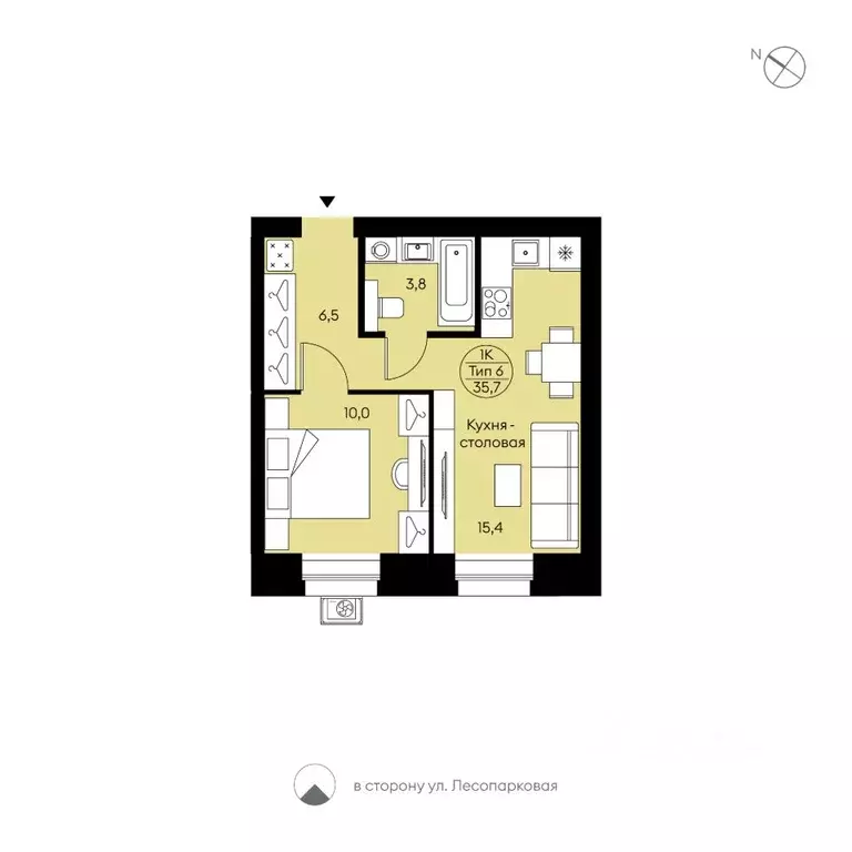 1-к кв. Коми, Сыктывкар Давпон мест., Бьярма жилой комплекс (35.7 м) - Фото 1