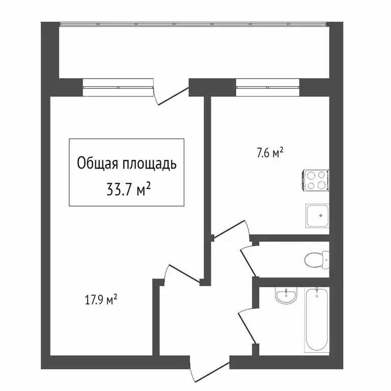 1-комнатная квартира: Томск, улица Косарева, 33 (38 м) - Фото 1
