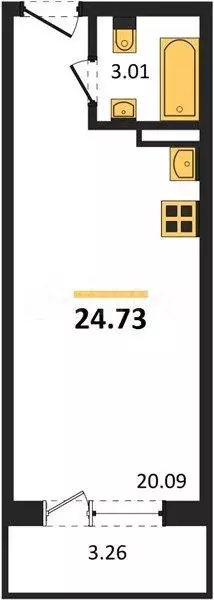 Квартира-студия, 24,7 м, 4/19 эт. - Фото 0