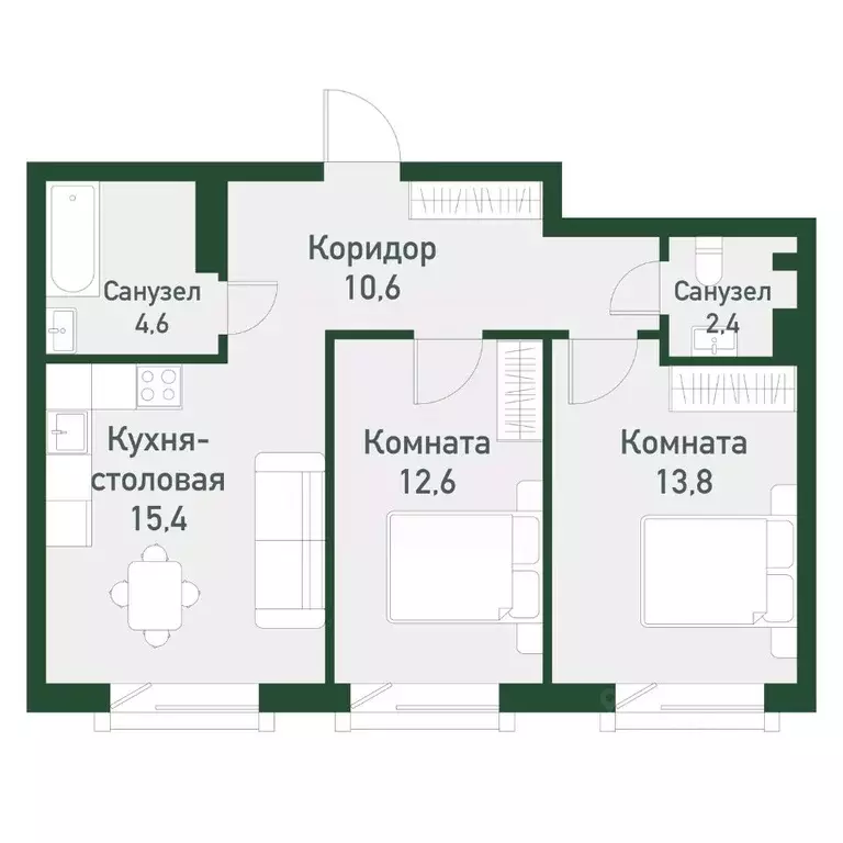 2-к кв. Челябинская область, Челябинский городской округ, пос. ... - Фото 1