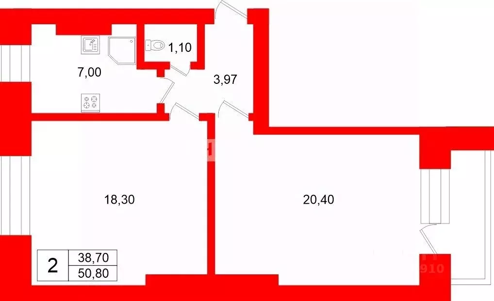 2-к кв. Санкт-Петербург Лесной просп., 59к1 (50.8 м) - Фото 2