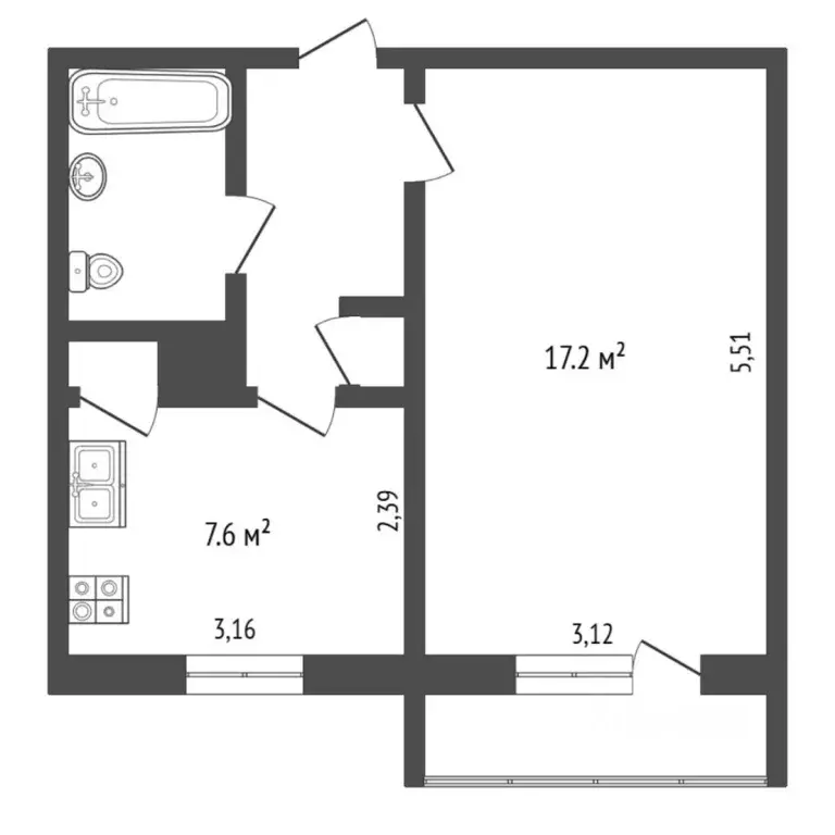 1-к кв. Ямало-Ненецкий АО, Муравленко ул. 70 лет Октября, 28 (33.8 м) - Фото 2