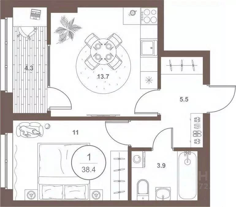 1-к кв. Пензенская область, Пенза Арбеково жилрайон, Дальнее Арбеково ... - Фото 1