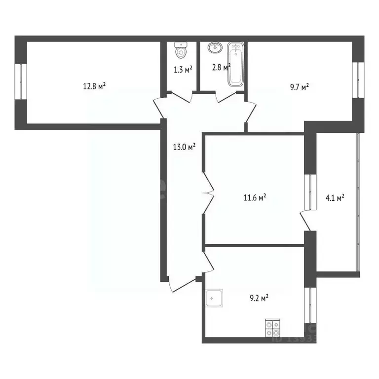 3-к кв. Тюменская область, Тюмень ул. Станислава Карнацевича, 14к1 ... - Фото 2