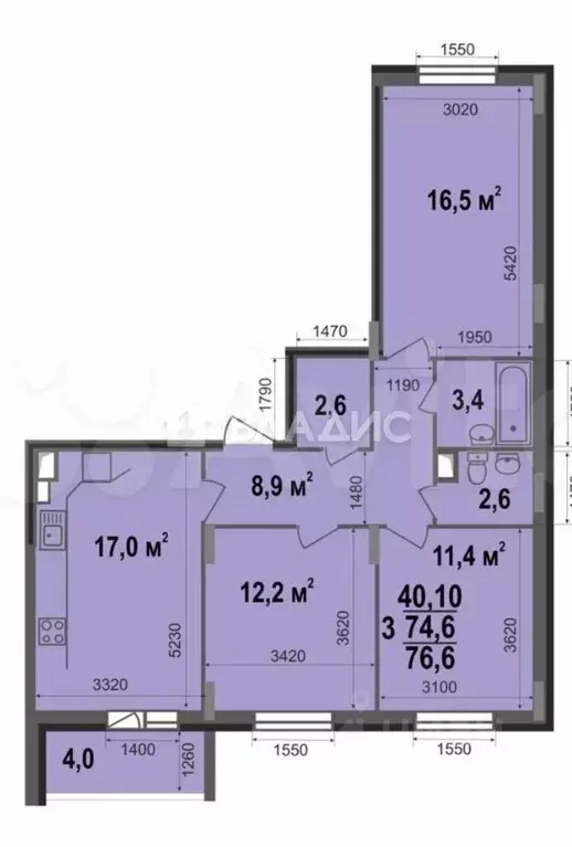 3-к кв. Владимирская область, Владимир ул. Смоленская, 3 (76.5 м) - Фото 2