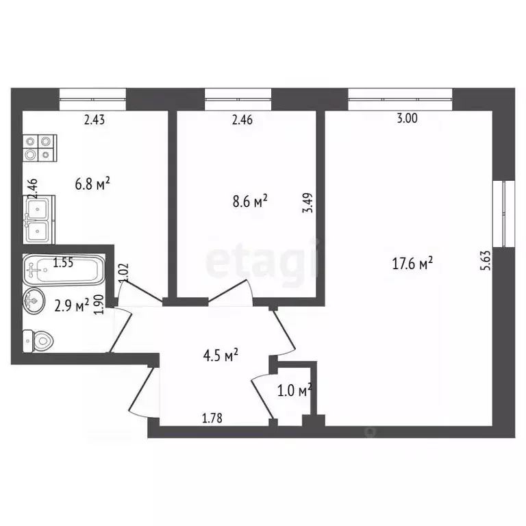 2-к кв. Самарская область, Самара Партизанская ул., 185 (43.1 м) - Фото 2