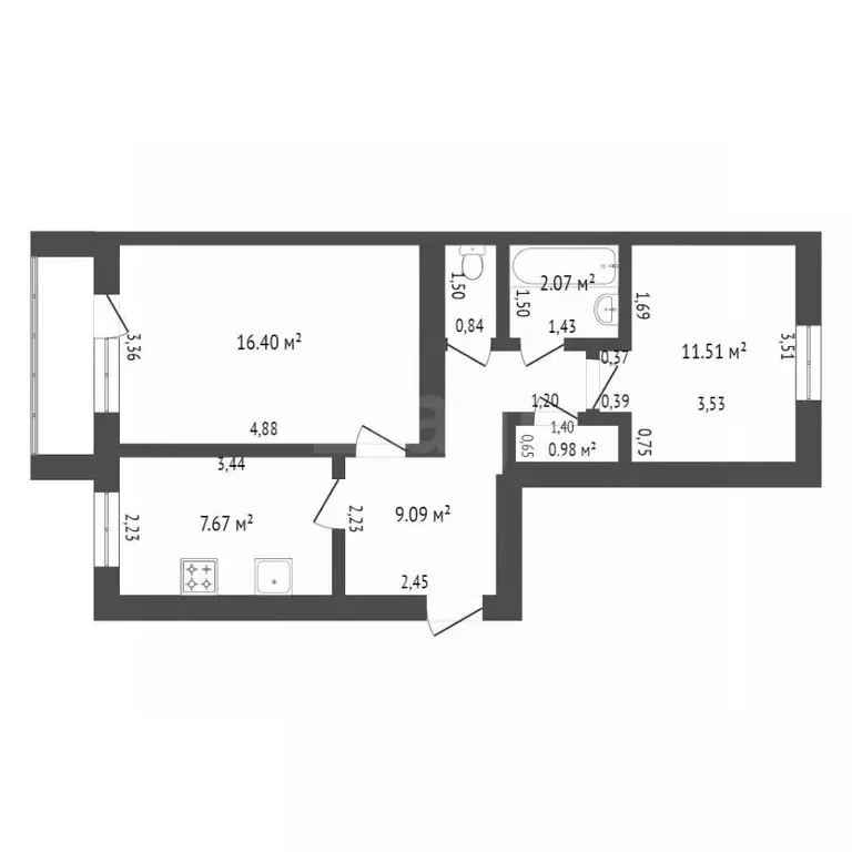 2-к кв. Костромская область, Нерехта ул. Дружбы, 13 (51.4 м) - Фото 1