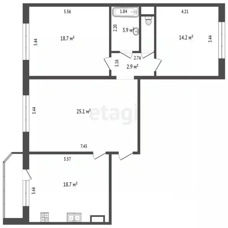 3-к кв. Тюменская область, Тюмень ул. Павла Шарова, 5 (87.0 м) - Фото 1