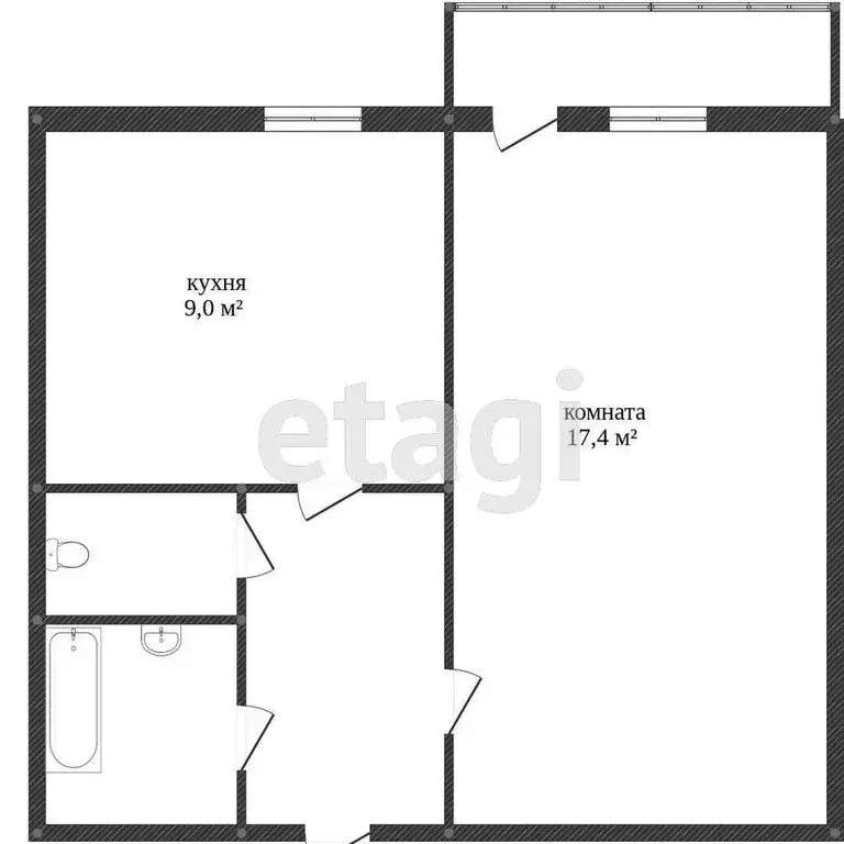 1-комнатная квартира: Белгород, улица Будённого, 14 (35 м) - Фото 1