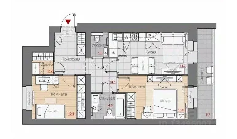 2-к кв. Новгородская область, Великий Новгород Псковская ул., 66 (57.0 ... - Фото 1