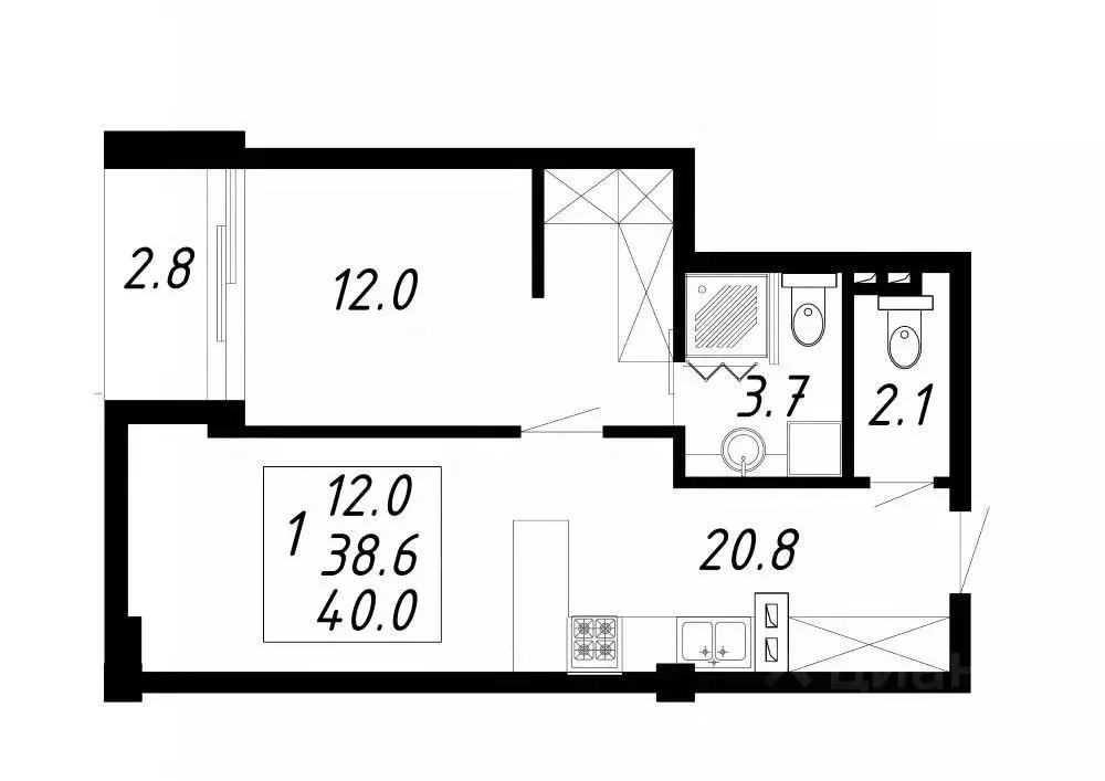 1-к кв. Ставропольский край, Ессентуки Озеро жилой комплекс (40.0 м) - Фото 1