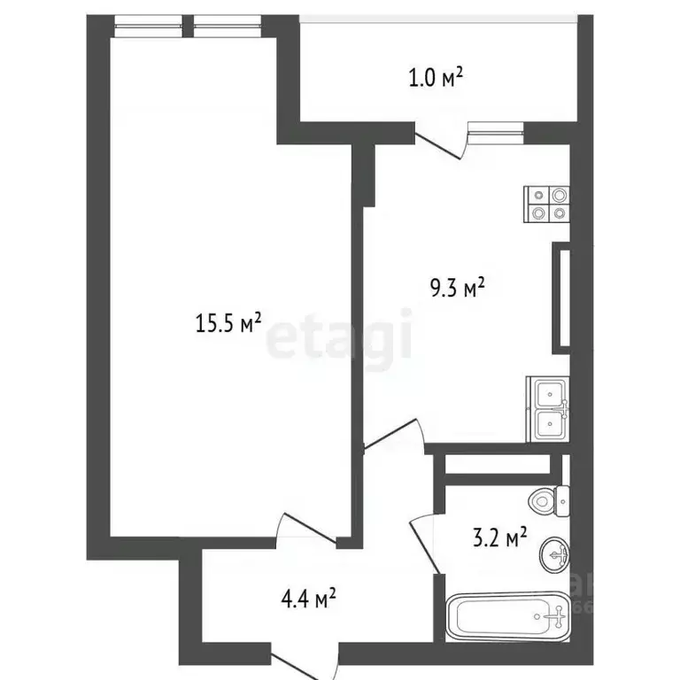 1-к кв. Калининградская область, Гурьевск Советская ул., 17Г (34.4 м) - Фото 2