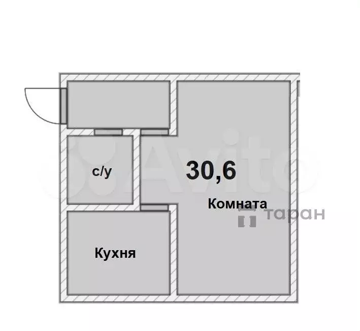 1-к. квартира, 30,6 м, 2/5 эт. - Фото 0