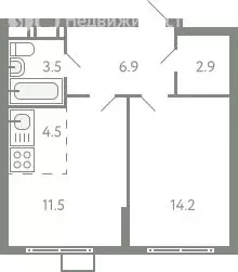 2-комнатная квартира: посёлок городского типа Молоково, жилой комплекс ... - Фото 1
