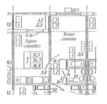 1-к кв. Воронежская область, Воронеж просп. Труда, 93 (36.9 м) - Фото 2