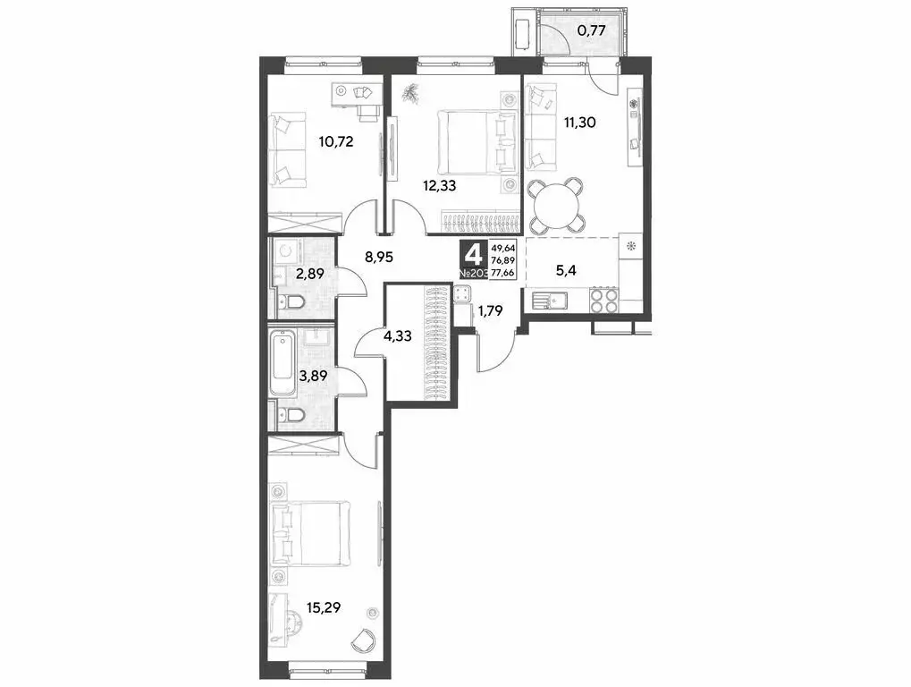 4-комнатная квартира: калуга, улица болдина, 22/1 (77.66 м) - Фото 0