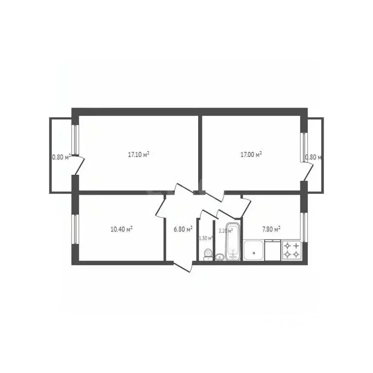 3-к кв. Брянская область, Выгоничский район, Кокинское с/пос, с. ... - Фото 1