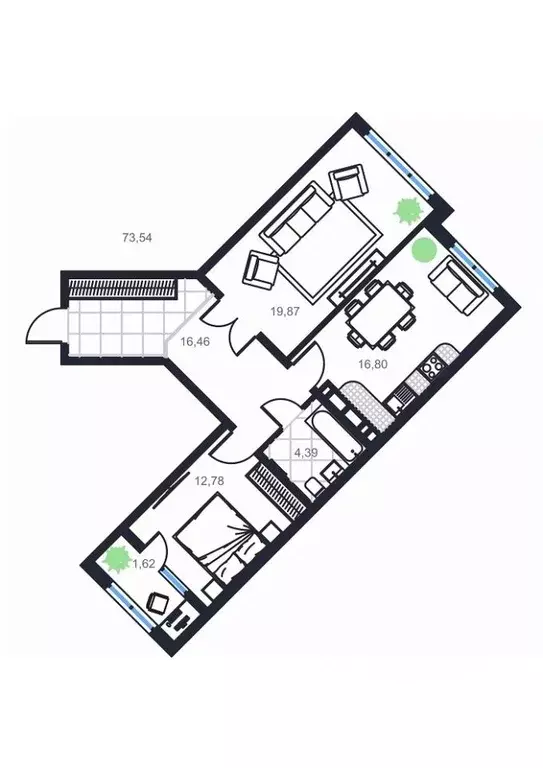 2-к кв. Дагестан, Каспийск просп. Акулиничева (73.54 м) - Фото 0