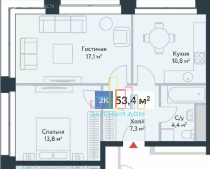 2-комнатная квартира: Москва, Корабельная улица, 9А (53.4 м) - Фото 1