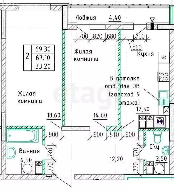 2-комнатная квартира: Калининград, Орудийная улица, 38В (70 м) - Фото 0