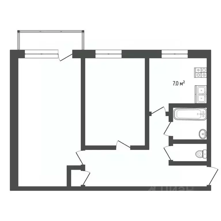 2-к кв. Тюменская область, Тюмень ул. Белинского, 18 (41.2 м) - Фото 1