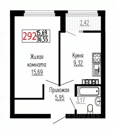 1-к кв. Свердловская область, Екатеринбург ул. Лыжников, 3 (36.4 м) - Фото 1