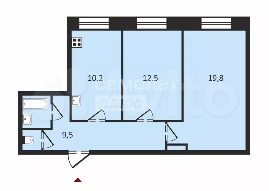 2-к. квартира, 57 м, 1/9 эт. - Фото 0