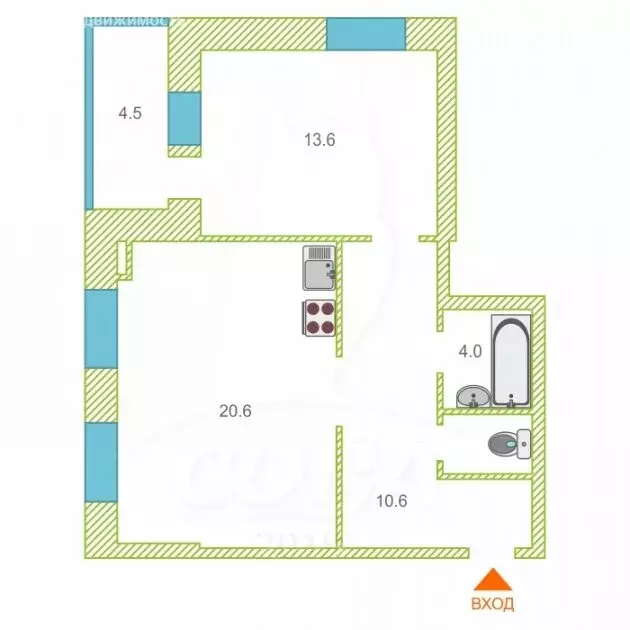 2-комнатная квартира: Тюмень, улица Монтажников, 47 (50 м) - Фото 1