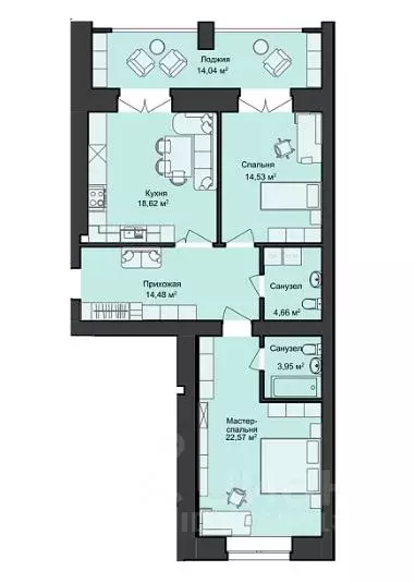 2-к кв. Марий Эл, Йошкар-Ола Теплая Речка жилой комплекс (92.85 м) - Фото 1
