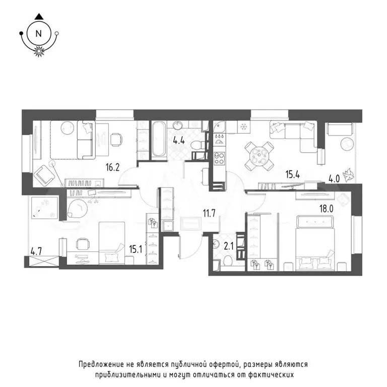 3-к. квартира, 87,3 м, 7/9 эт. - Фото 1