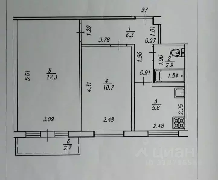 2-к кв. Башкортостан, Уфа Интернациональная ул., 129 (44.0 м) - Фото 1