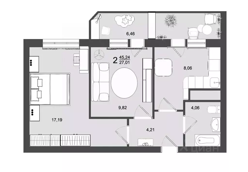 2-к кв. Московская область, Клин Майданово мкр, 4к2 (45.24 м) - Фото 1