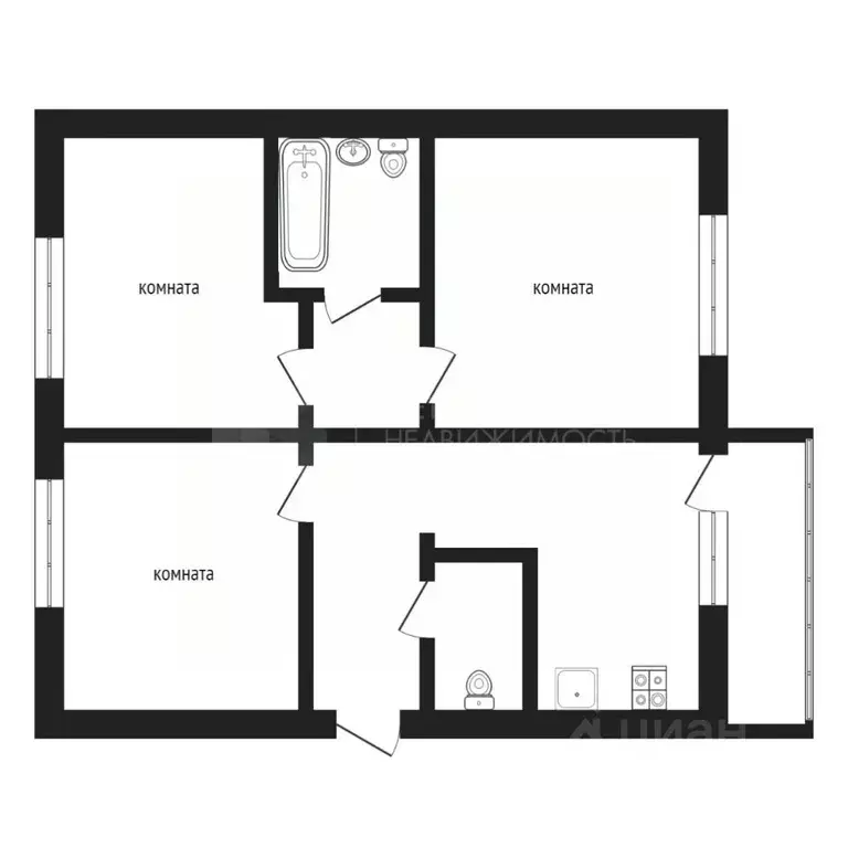 3-к кв. Тюменская область, Тюмень ул. Газовиков, 61 (75.0 м) - Фото 1