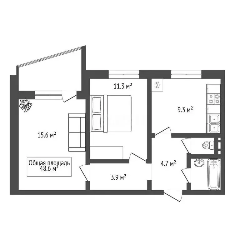 2-комнатная квартира: Новосибирск, улица Титова, 257 (48.6 м) - Фото 0