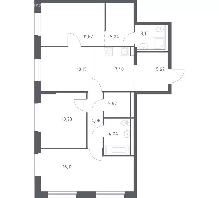3-комнатная квартира: Владивосток, Первореченский район, микрорайон ... - Фото 1