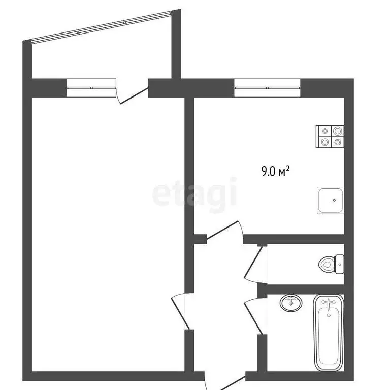 1-комнатная квартира: Тюмень, улица Пермякова, 60 (32.5 м) - Фото 1
